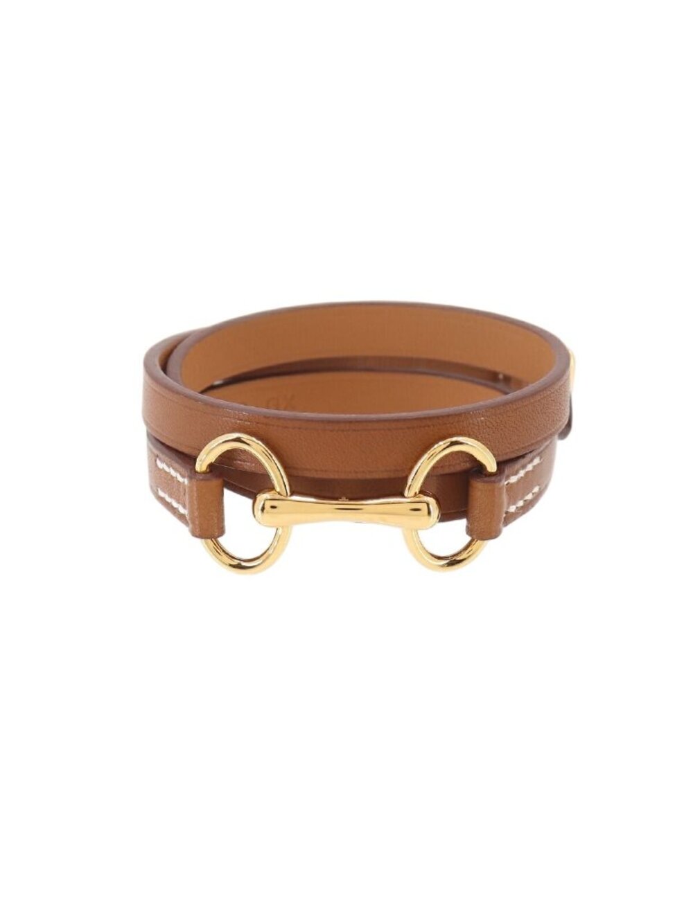 Hermes Triple Tour Bracelet Leather Brown T1 Gold